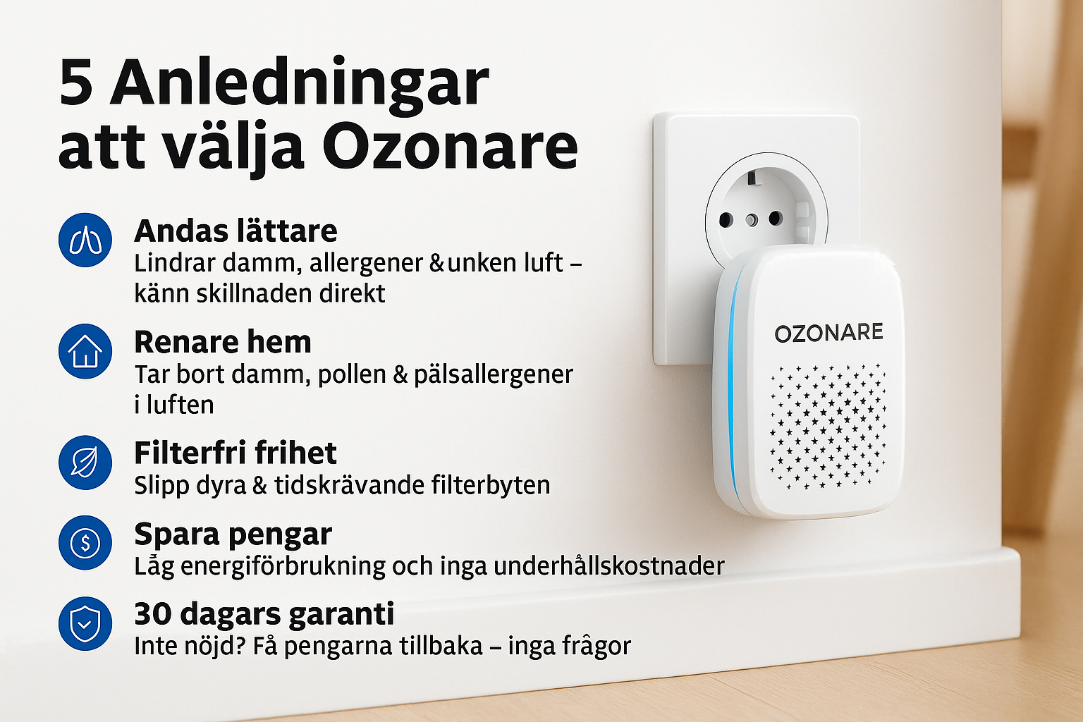 Ozonare – Raderar 99,8% av dammet i luften