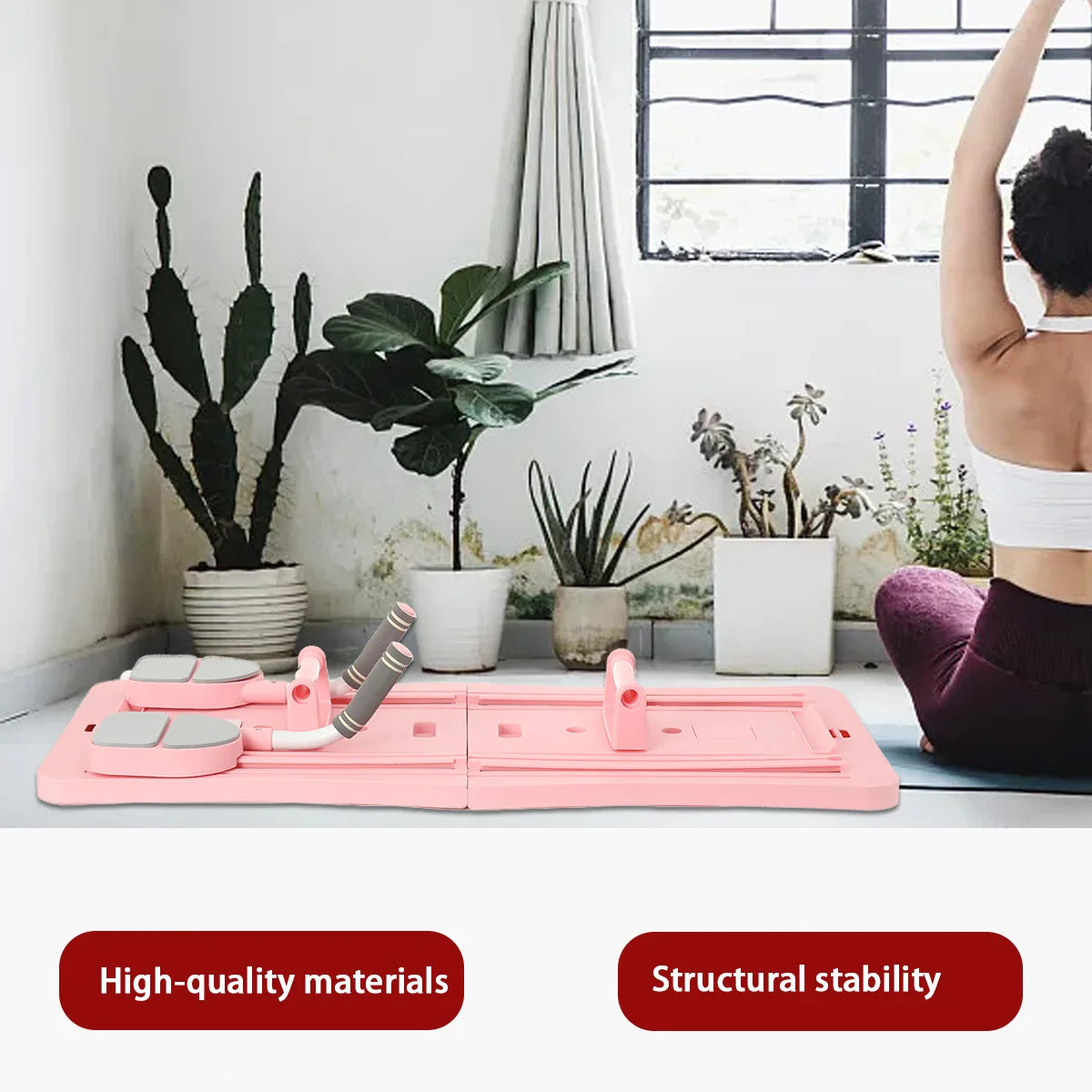 4-In-1 Pilates Reformer Fitness Board Adjustable Push Up Board Chest and Abdominal Exercise Workout Equipment for Home Gym