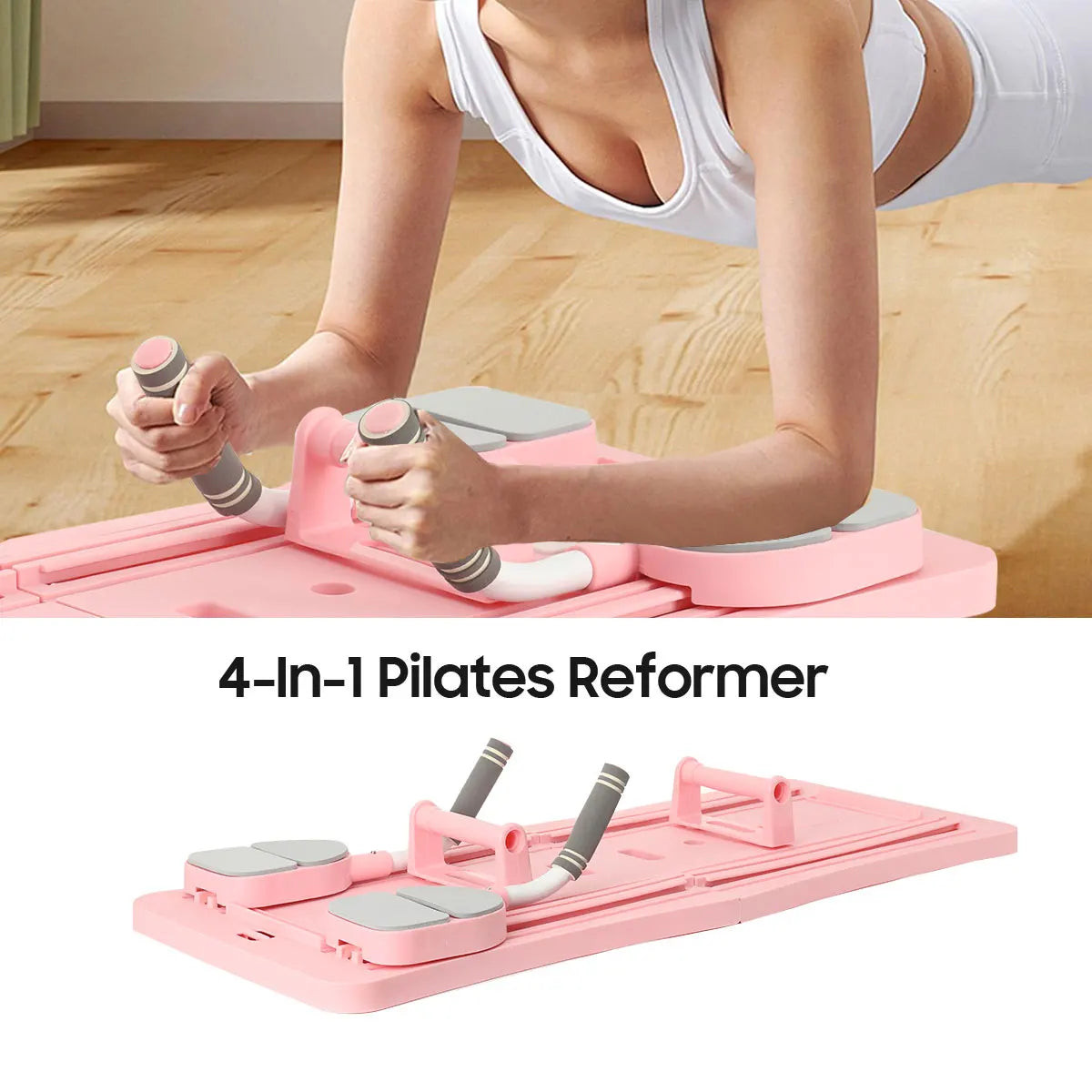 4-In-1 Pilates Reformer Fitness Board Adjustable Push Up Board Chest and Abdominal Exercise Workout Equipment for Home Gym